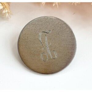Letter "A" Silver Toned Round Shaped Monogrammed Vintage Brooch Pin